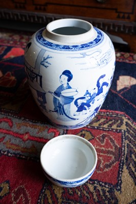 Lot 501 - A Chinese blue and white porcelain jar and cover.