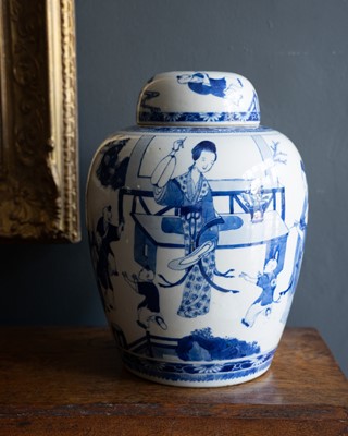 Lot 501 - A Chinese blue and white porcelain jar and cover.
