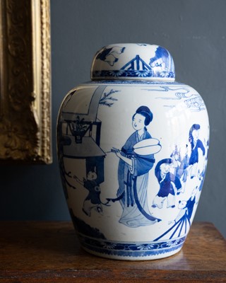 Lot 501 - A Chinese blue and white porcelain jar and cover.
