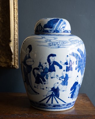 Lot 501 - A Chinese blue and white porcelain jar and cover.