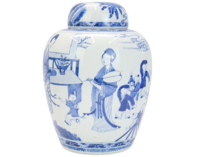 Lot 501 - A Chinese blue and white porcelain jar and cover.