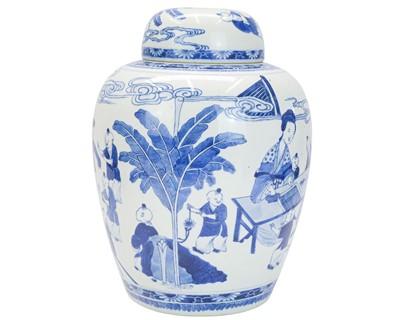 Lot 501 - A Chinese blue and white porcelain jar and cover.