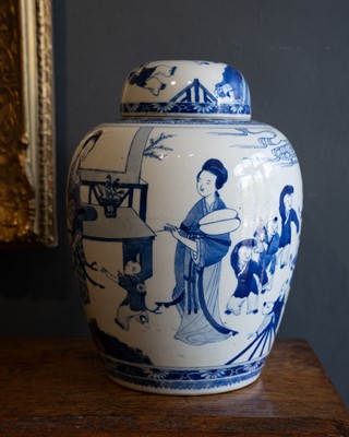 Lot 501 - A Chinese blue and white porcelain jar and cover.