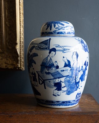 Lot 501 - A Chinese blue and white porcelain jar and cover.