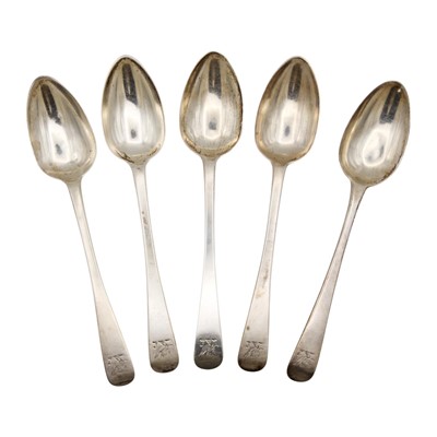 Lot 226 - A Victorian Irish silver set of four OE pattern dessert spoons by William Cummins.