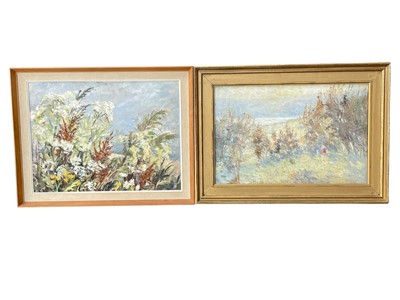 Lot 156 - Flowers, Oil on board, indistinctly signed to...
