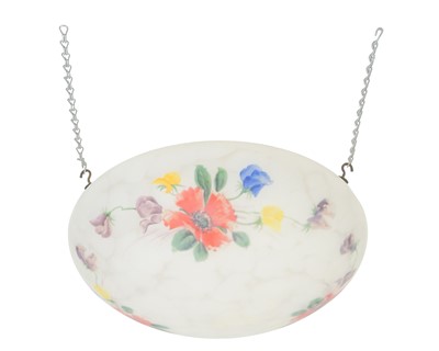 Lot 812 - An early 20th century mottled glass plafonnier or flycatcher ceiling light shade.