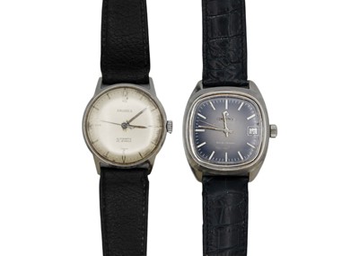 Lot 203 - Two gentleman's stainless steel automatic wristwatches - a Certina Blue Ribbon & a Marjorex.