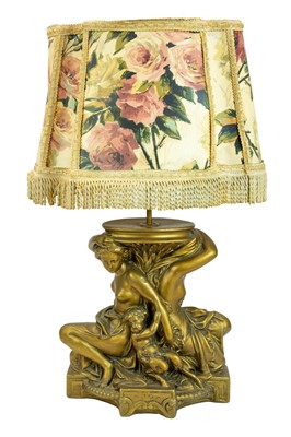 Lot 83 - A gilt and cream painted plaster table lamp.