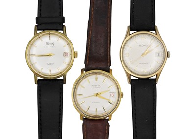 Lot 204 - Three gentleman's gold-plated automatic wristwatches.