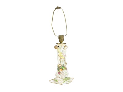 Lot 618 - A Meissen porcelain lamp or comport base.