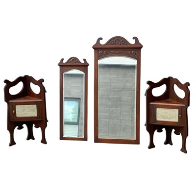 Lot 160 - Two small Mahogany corner units 36cm across x...