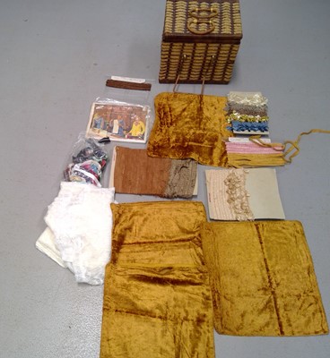 Lot 166 - A Vintage Raffia Craft Box, Skeins of Tapestry...