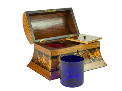 Lot 292 - A rosewood Tunbridge ware tea caddy.