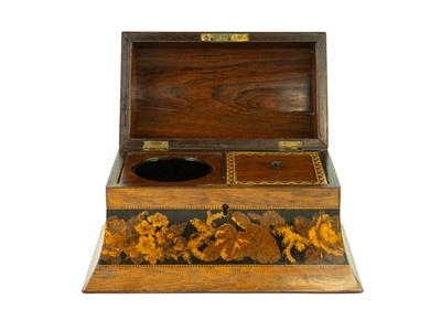 Lot 292 - A rosewood Tunbridge ware tea caddy.
