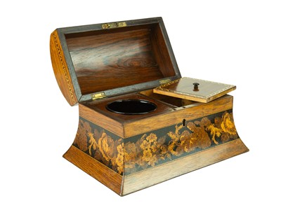 Lot 292 - A rosewood Tunbridge ware tea caddy.