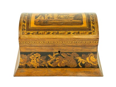 Lot 292 - A rosewood Tunbridge ware tea caddy.