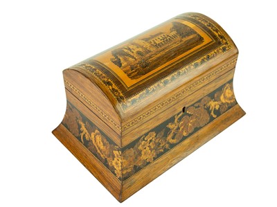 Lot 292 - A rosewood Tunbridge ware tea caddy.