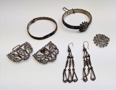Lot 2650 - Bright cut steel jewellery