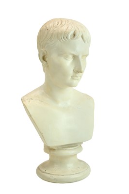 Lot 13 - A late Victorian Plaster Bust of the Young Julius Caesar