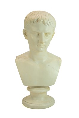 Lot 13 - A late Victorian Plaster Bust of the Young Julius Caesar