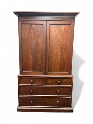 Lot 850 - A Victorian mahogany linen press.