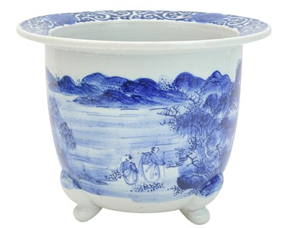 Lot 536 - A Japanese blue and white porcelain cache pot.