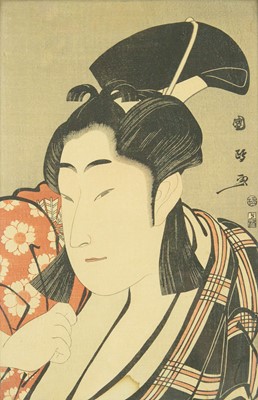 Lot 649 - Kunimasa Utagawa, Japanese, woodblock print of a kabuki actor.