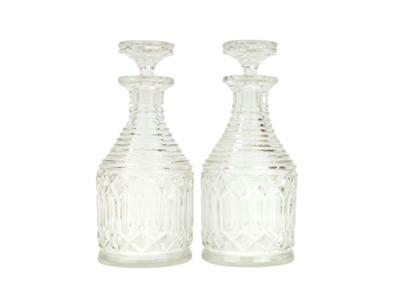 Lot 452 - A pair of George III cut glass decanters and stoppers.
