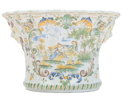 Lot 396 - A French faience flower trough, probably Moustier.