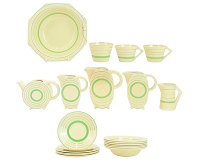 Lot 360 - Clarice Cliff, an Art Deco Bonjour shape part teaset.