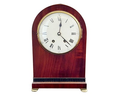 Lot 806 - A 19th century French mahogany cased two-train mantle clock.