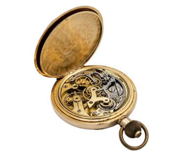 Lot 251 - A chronograph keyless wind gold-filled open face pocket watch.