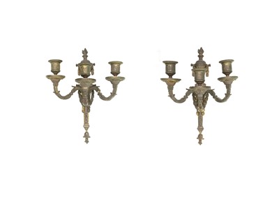 Lot 839 - A pair of gilt bronze triple branch wall appliques.