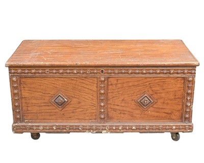 Lot 923 - A Victorian grained pine chest or trunk.