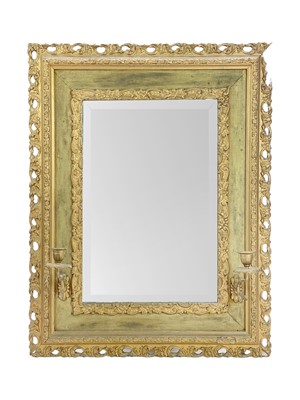 Lot 829 - A late Victorian gilt gesso girandole rectangular wall mirror.
