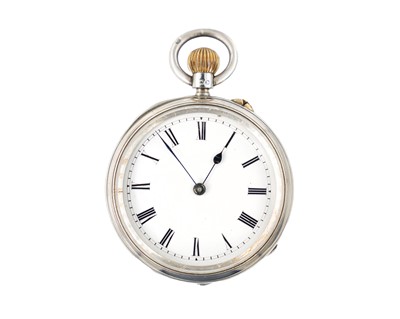 Lot 257 - A silver cased keyless wind lever fob pocket watch.