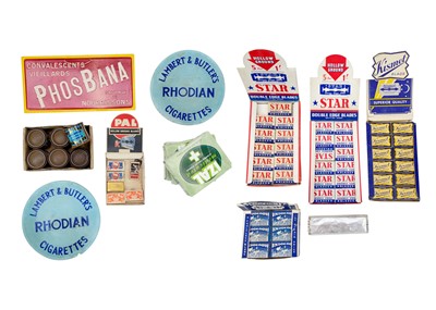 Lot 102 - Two small boxes of advertising and shop memorabilia.