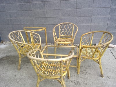 Lot 66 - A Bamboo Table and Four Chairs and a Demi-lune...