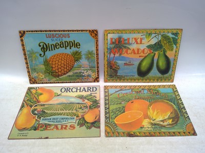 Lot 51 - Four, 35cm by 27cm Metal, American Fruit...