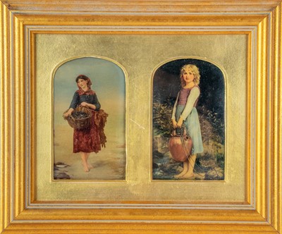 Lot 320 - Two Victorian chrystoleum pictures, mounted and framed as one.
