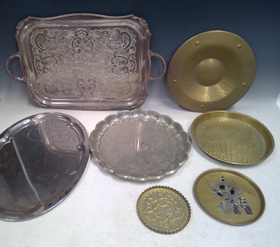 Lot 81 - An Engraved Viners Tray and Four Brass Trays....