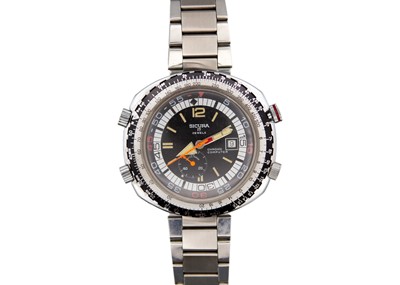 Lot 205 - SICURA - A Chrono Computer stainless steel gentleman's manual wind bracelet wristwatch.