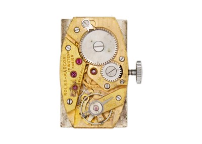 Lot 209 - ROLEX MARCONI - An Art Deco rectangular nickel case lady's manual wind wristwatch.