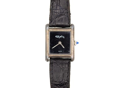 Lot 207 - ROY KING - A silver-cased lady's rectangular manual wind wristwatch.