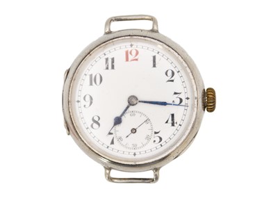Lot 235 - An early 20th-century silver fixed lug case gentleman's manual wind wristwatch.