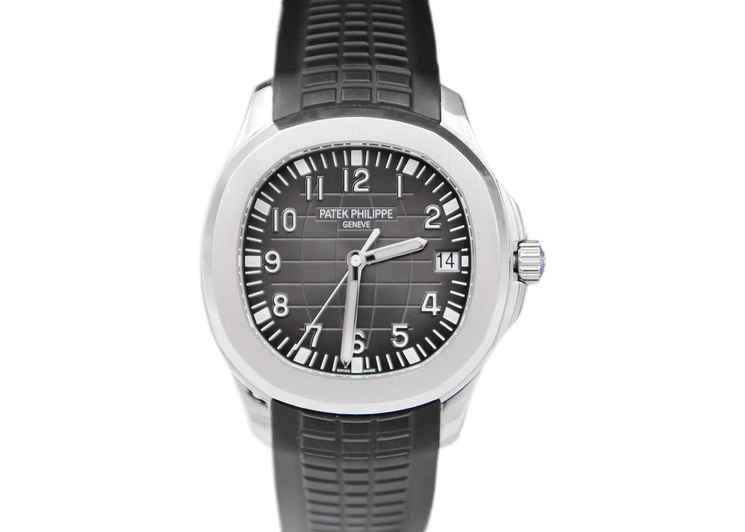 Lot 217 - PATEK PHILIPPE - A rare and desirable Aquanuat stainless steel gentleman's automatic wristwatch.