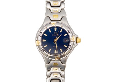 Lot 201 - ZENITH - A Defy blue dial lady's wristwatch.