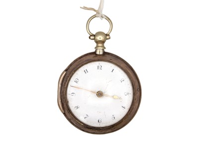 Lot 248 - A silver pair-cased fusee verge pocket watch.