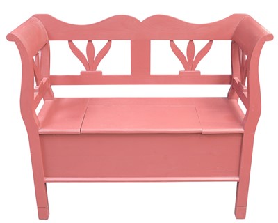 Lot 900 - A painted pine folk art style hall bench.